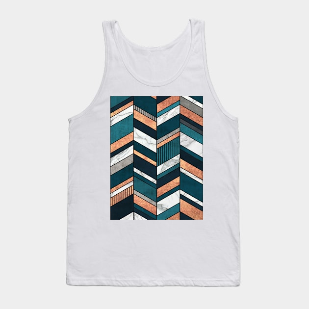 Abstract Chevron Pattern - Copper, Marble, and Blue Concrete Tank Top by ZoltanRatko